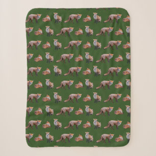 Cobertor Sherpa Red Fox Frenzy Sherpa Blanket (Verde escuro)