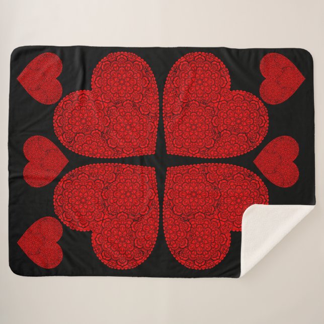Cobertor Sherpa Red Heart Mandala (Frente (Horizontal))