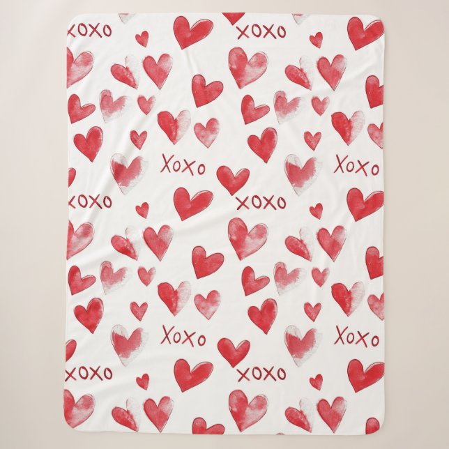 Cobertor Sherpa Red Hearts XOXO Love (Frente)