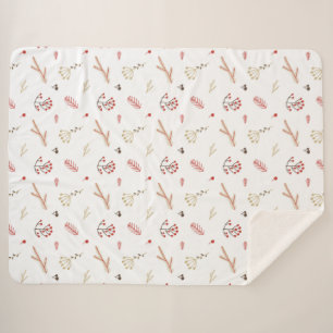 Cobertor Sherpa Red Holly Berry Holiday