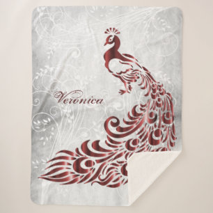 Cobertor Sherpa Red Peacock Personalizado Sherpa Blanket