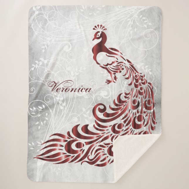 Cobertor Sherpa Red Peacock Personalizado Sherpa Blanket (Frente)