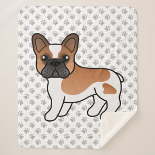 Cobertor Sherpa Red Piebald French Bulldog Cute Cartoon Dog