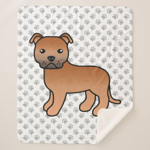 Cobertor Sherpa Red Staffordshire Bull Terrier Cute Cartoon