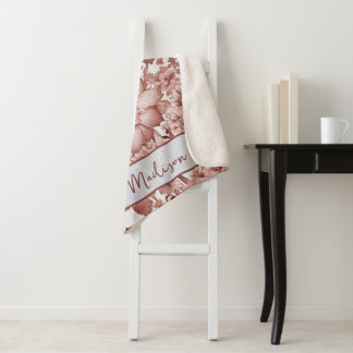 Cobertor Sherpa Red Vintage Chinoiserie Floral Personalizado