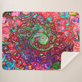 Cobertor Sherpa Redemoinho Líquido Abstrato Groovy Retro em Aquare