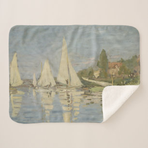 Cobertor Sherpa Regatas em Argenteuil, Pintura a Óleo, Claude Mone