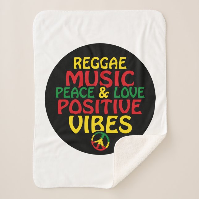 Cobertor Sherpa Reggae design com aspas positivas e sinalizador re (Frente)