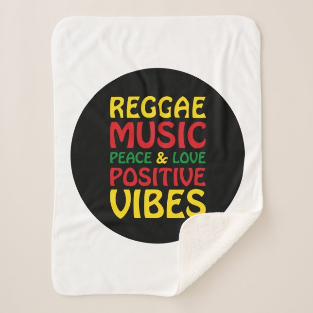 Cobertor Sherpa Reggae Music com afirmações positivas (Frente)