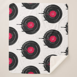 Cobertor Sherpa Registros de vinil derretidos, padrão artístico.