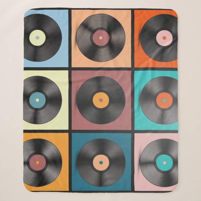 Cobertor Sherpa Registros de vinilo: conjunto retrô LP. (Frente)
