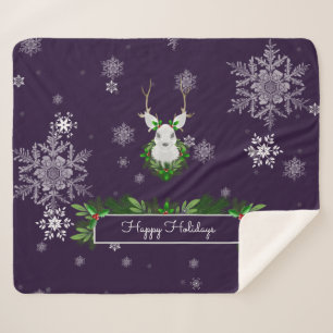 Cobertor Sherpa Reindeer Roxo Sherpa Blanket