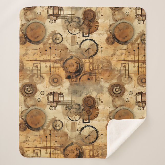 Cobertor Sherpa Relógio Russo Steampunk Grunge (1) (Frente)
