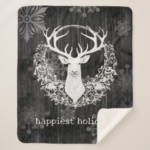 Cobertor Sherpa Rena Branca Rustic Watercolor