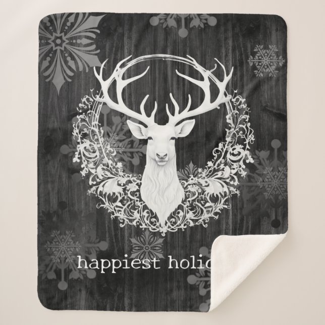 Cobertor Sherpa Rena Branca Rustic Watercolor (Frente)