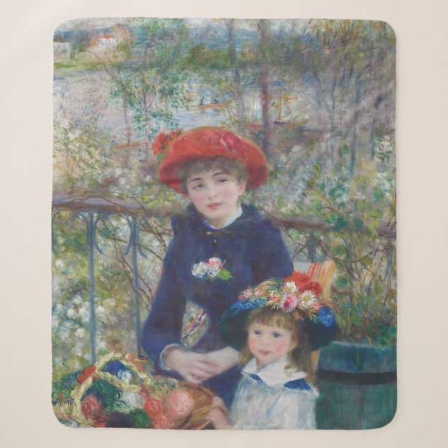 Cobertor Sherpa Renoir Duas Irmãs Varanda Impressionismo Francês  (Frente)