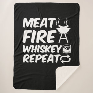 Cobertor Sherpa Repetição de Whiskey Fogo de Carne CHURRASCO De