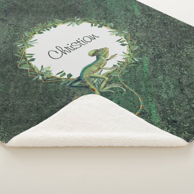 Cobertor Sherpa Reptile amantes artsy nome personalizado Rustic gr (3/4)