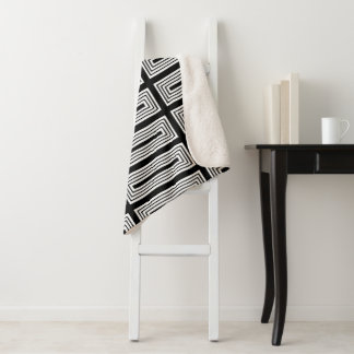 Cobertor Sherpa Retângulos aninhados preto e branco
