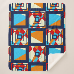 Cobertor Sherpa Retângulos de peças coloridas. Pat sem problemas d