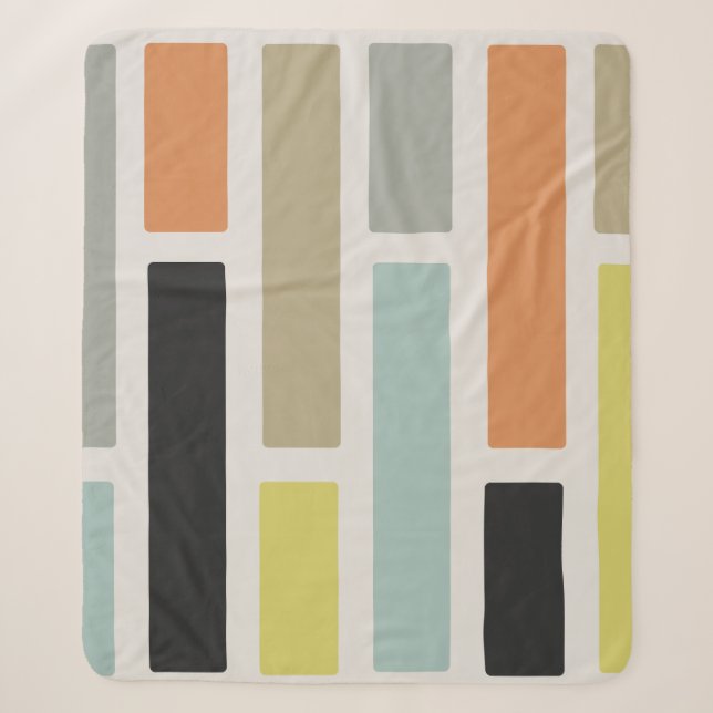 Cobertor Sherpa Retângulos Modernos de meio século (Frente)