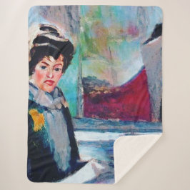 Cobertor Sherpa Retrato da Mulher Vintage com fundo de Abstrato