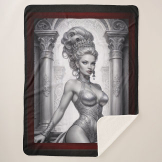 Cobertor Sherpa Retrato de Drusella Arkaevis Arte AI por Xzendor7