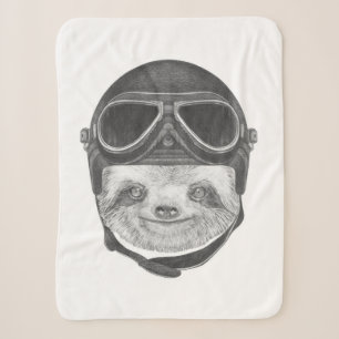 Cobertor Sherpa Retrato do capacete do vintage da preguiça