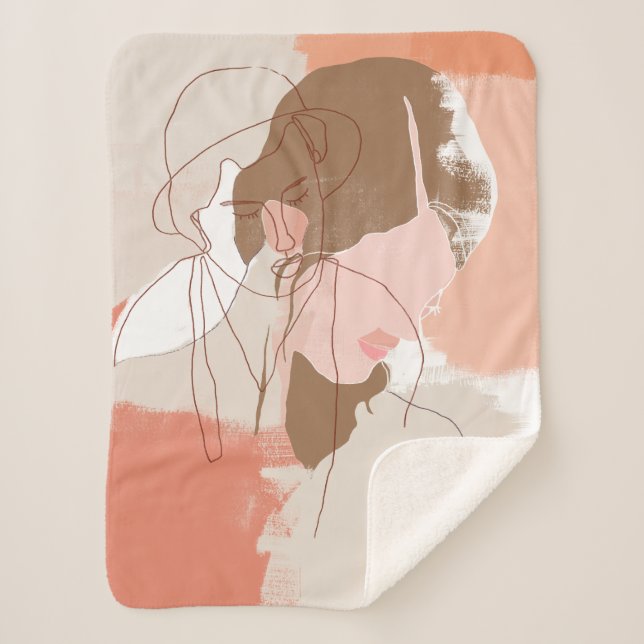Cobertor Sherpa Retrato feminino Pintado (Frente)