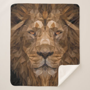 Cobertor Sherpa Retrato Geométrico Lion