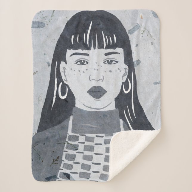 Cobertor Sherpa Retrato Noturno (Frente)