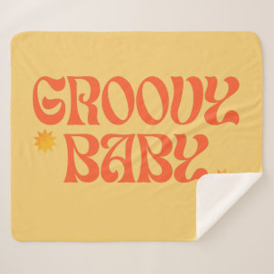 Cobertor Sherpa Retro 70s Mostarda Laranja Hippie Groovy Baby