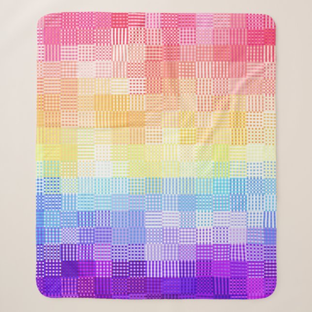 Cobertor Sherpa Retro Boho Funky Excêntrico Xenogênero Xadrez Orgu (Frente)