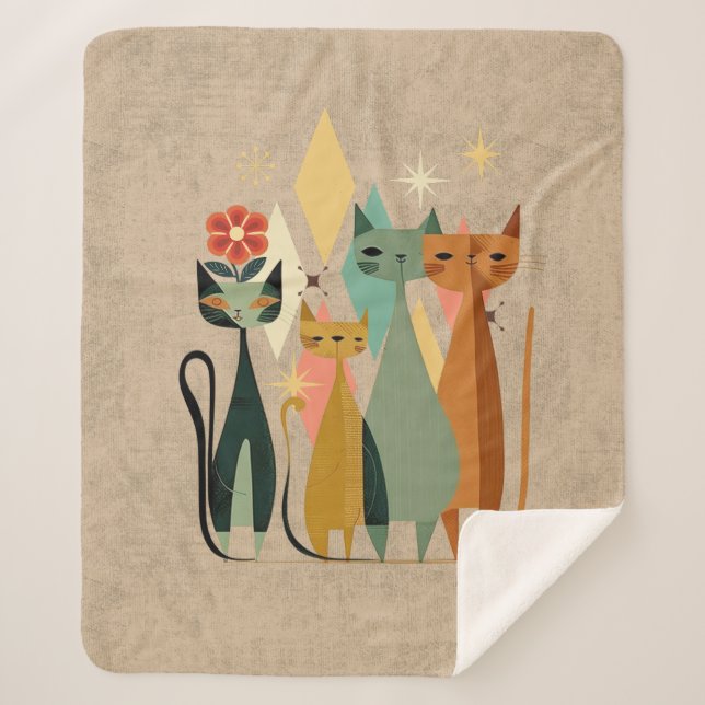 Cobertor Sherpa Retro Cat Sherpa Blanket, Retro (Frente)