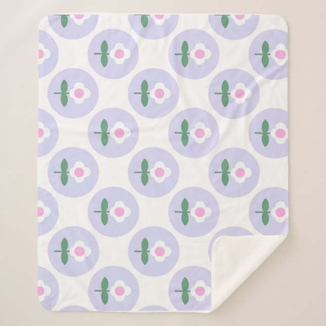 Cobertor Sherpa Retro Daisy Purple Teen Birthday Dia de as mães Ba (Frente)