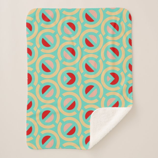 Cobertor Sherpa Retro de padrão geométrico (Frente)