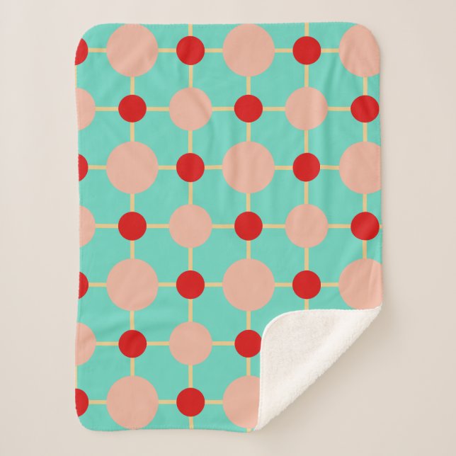 Cobertor Sherpa Retro de padrão geométrico (Frente)