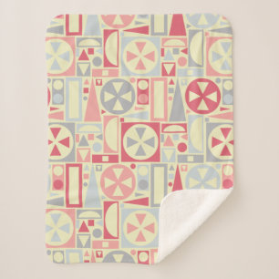 Cobertor Sherpa Retro Geométrico Modern Pink de 1950