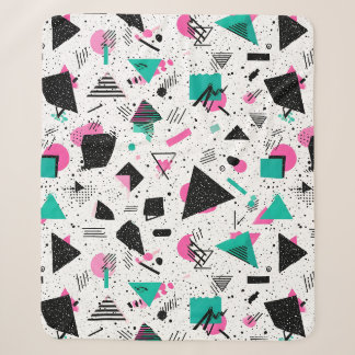 Cobertor Sherpa Retro Memphis Geometric Pattern