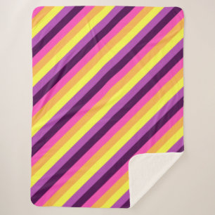 Cobertor Sherpa Retro Púrpura Cor-de-rosa Listras Grandes Sherpa B