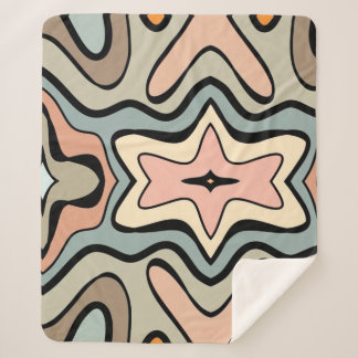 Cobertor Sherpa Retro Starburst Abstract Art Throw Blanket