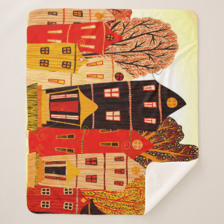 Cobertor Sherpa Retro Sweet Home Poster: Casas de Cartoon