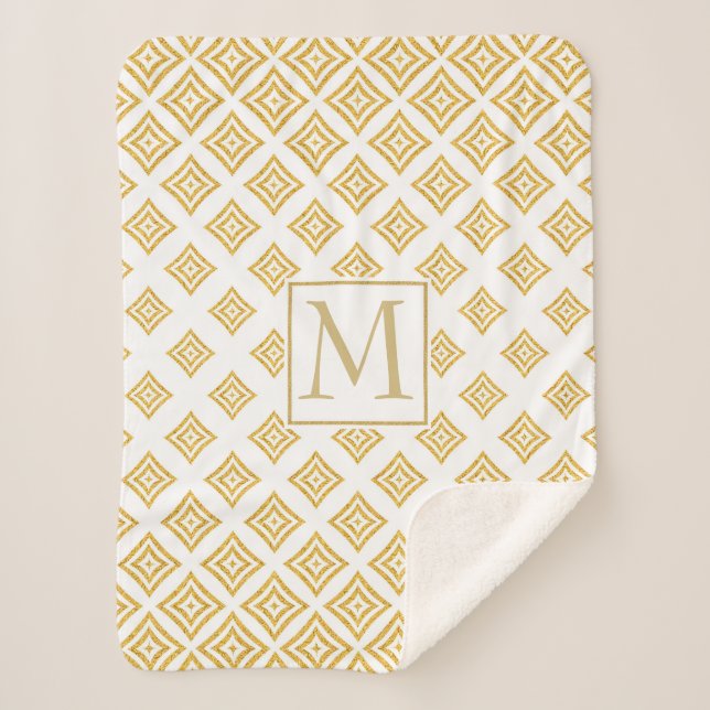 Cobertor Sherpa Rhomboide Dourado com volume mínimo (Frente)