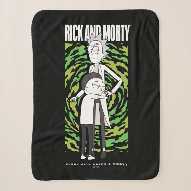 Cobertor Sherpa RICK AND MORTY™ | Morty Abraçando Rick (Frente)