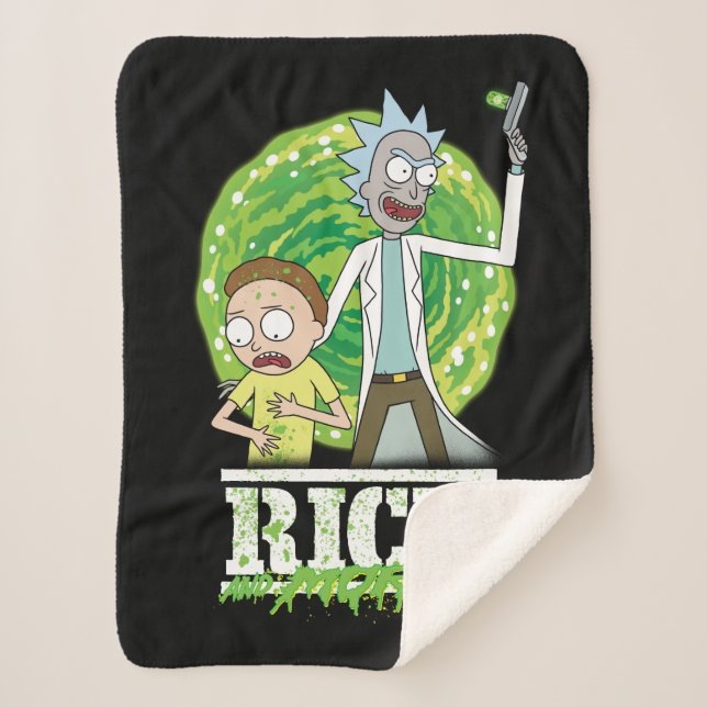 Cobertor Sherpa RICK E MORTY™ | Abertura Verde (Frente)