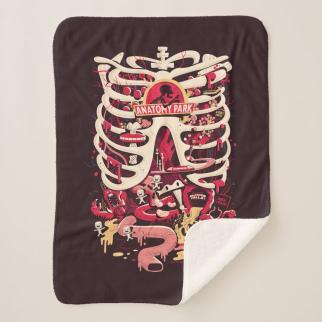 Cobertor Sherpa RICK E MORTY™ | Gaiola de Rib Park Anatomy (Frente)