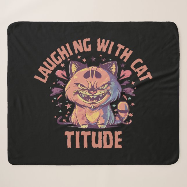 Cobertor Sherpa Rindo com Cat-titude (Frente (Horizontal))