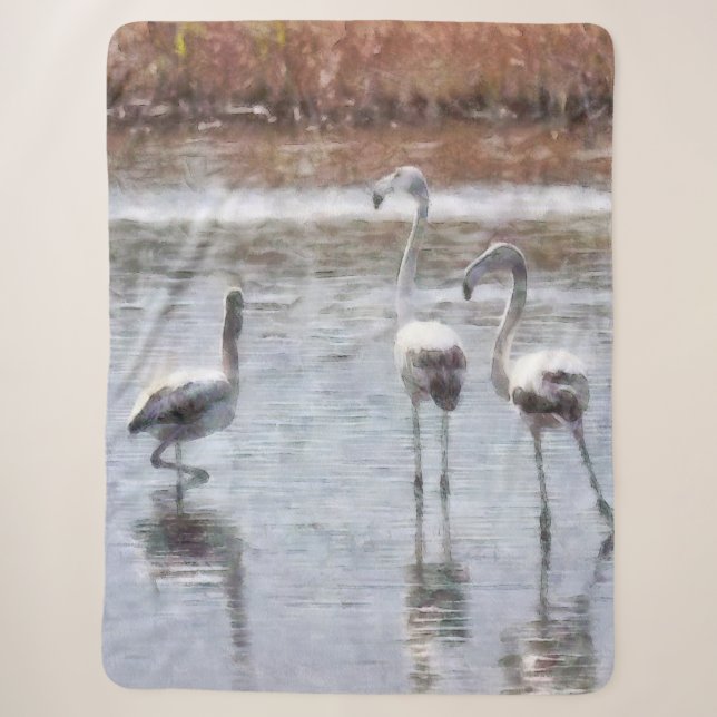 Cobertor Sherpa Riscar Uma Pose Flamingo Watercolor (Frente)
