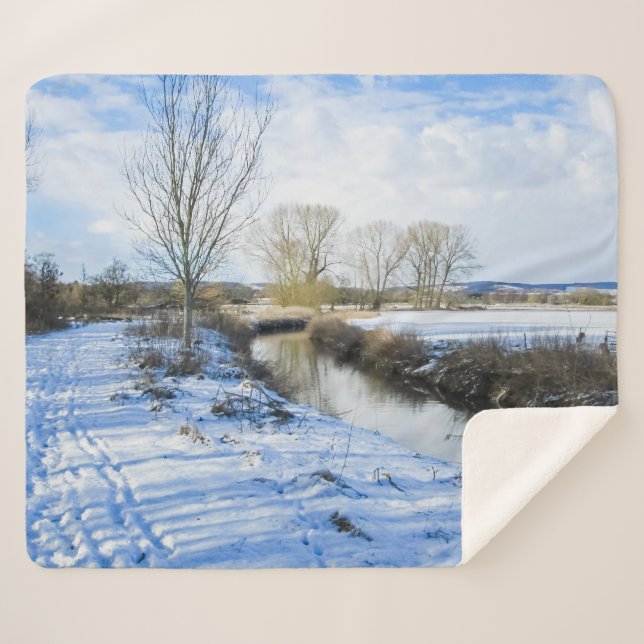 Cobertor Sherpa Riverside English Winter Walk - Personalizado (Frente (Horizontal))