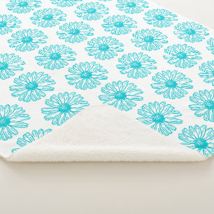 Cobertor Sherpa Robin Egg Blue Daisy Impressão, Hippie Flowers